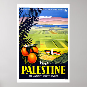 1940er Besucht Palästina Israel Uralte Schönheit Poster