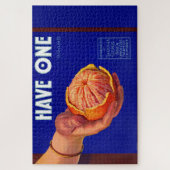 1940er haben ein orangefarbenes Katzenetikett Puzzle (Vertikal)