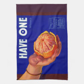 1940er Jahre haben ein orangefarbenes Etikett Geschirrtuch (Vertikal)