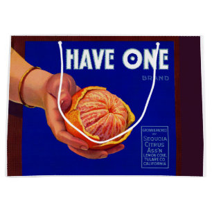 1940er Jahre haben ein orangefarbenes Etikett Große Geschenktüte