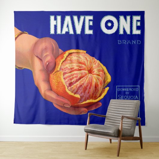 1940er Jahre haben ein orangefarbenes Etikett Wandteppich (Beispiel (Horizontal))