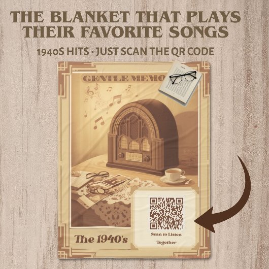 1940er Musiktherapie-Decke | QR-Code 40er Hits Fleecedecke