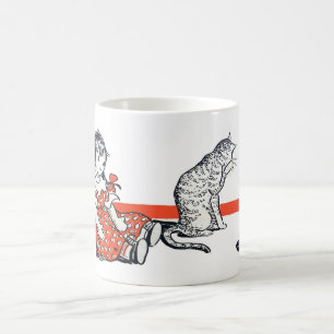 1940ER PUPPE UND KATZE ILLUST---VINTAGE! ALT! GEMÜ KAFFEETASSE