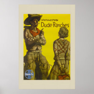 1940er Santa Fe Railroad Dude Ranches im Vintage-S Poster