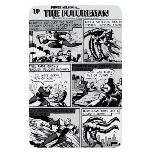 1940er The FUTUREMAN Comic Strip Flexibler Magnet