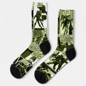 1940's Green Lama Comic Strip Socks Socken (Linkes Detail)