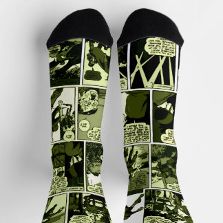 1940's Green Lama Comic Strip Socks Socken