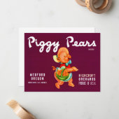 1940s Piggy Pears crate label Mitteilungskarte (Vorderseite/Rückseite Beispiel)
