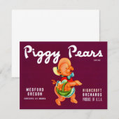 1940s Piggy Pears crate label Mitteilungskarte (Vorne/Hinten)