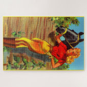1940s pin-up gal and horse puzzle (Horizontal)