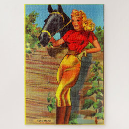 1940s pin-up gal and horse puzzle