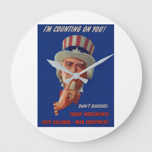 1940s warning from Uncle Sam Große Wanduhr (Vorderseite)