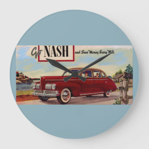 1941 Nash-Automobilanzeige Große Wanduhr