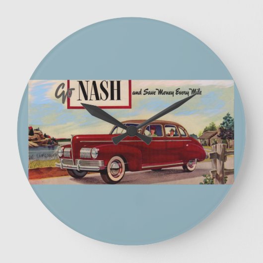 1941 Nash-Automobilanzeige Große Wanduhr (Vorderseite)
