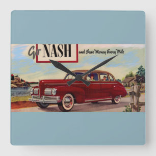 1941 Nash automobile ad Quadratische Wanduhr