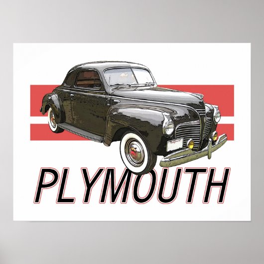 1941 Plymouth Coupe mit Grafik und Text. Poster (Vorne)