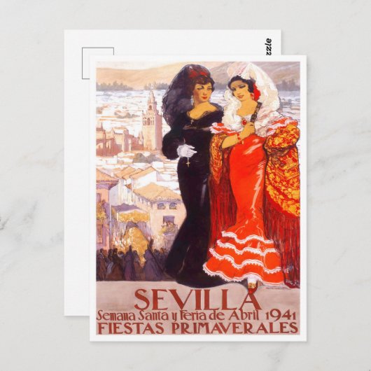 1941 Sevilla Spanien Jahrgang Postkarte (Vorne/Hinten)