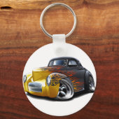 1941 Willys Black-Flames Car Schlüsselanhänger (Vorderseite)