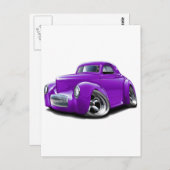 1941 Willys Lila Car Postkarte (Vorne/Hinten)