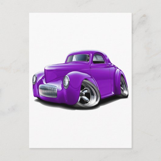 1941 Willys Lila Car Postkarte (Vorderseite)