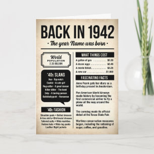 1942 Früher, Lustige Fakten Geburtstagskarte Karte
