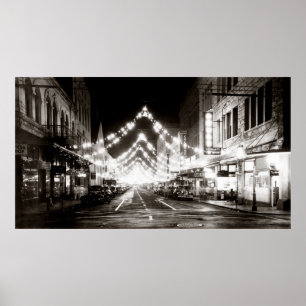 1942 Honolulus Fort Street bei Nacht Poster