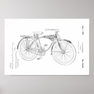 1942 Vintag Schwinn Bicycle Patent Art Print Poster