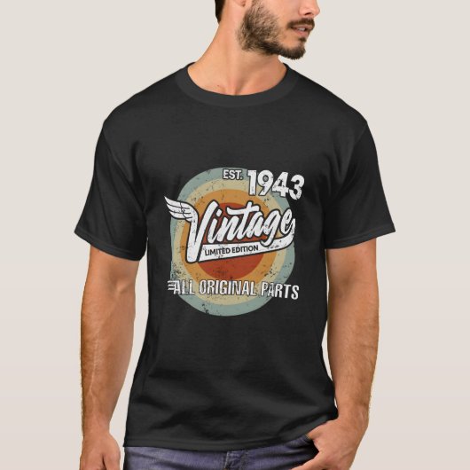 1943 Born Made In 1943 Biker For T-Shirt (Vorderseite)