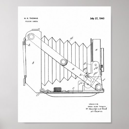 1943 Faltkamera Patent Art Zeichnend Druck Poster (Vorne)