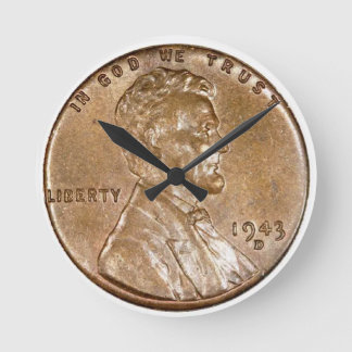 1943 Lincoln Head Copper Penny Runde Wanduhr