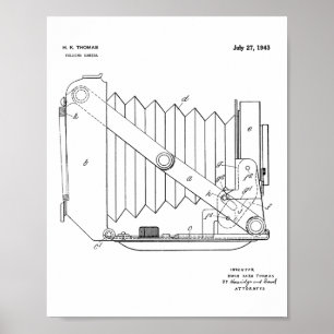 1943 Patentzeichnung für Klappkamera Kunst Druck Poster