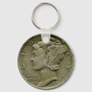 1943 US Mercury dime obverse Schlüsselanhänger