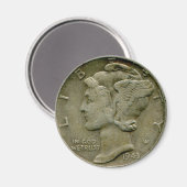 1943 US Mercury-Dime-Oversen-Magnet Magnet (Vorderseite/Rückseite)