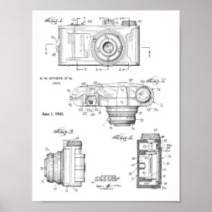 1943 Vintage Kamera Patent Kunst Zeichnung Druck Poster