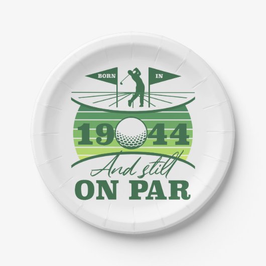 1944 80. Birthday Golf Spaß Pappteller (Vorderseite)