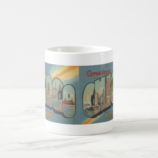 1944 Big Letter Chicago Postcard Kaffeetasse (Mittel)