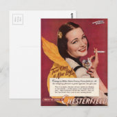 1944 Chesterfield Zigaretten und mit hübscher Dame Postkarte (Vorne/Hinten)
