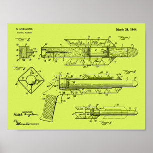 1944 Pistol Rocket Patent Art Zeichnend Print Poster