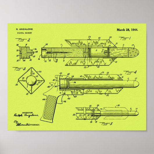 1944 Pistol Rocket Patent Art Zeichnend Print Poster (Vorne)