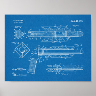 1944 Pistolen-Raketen-Patent-Kunstzeichnung Druck Poster
