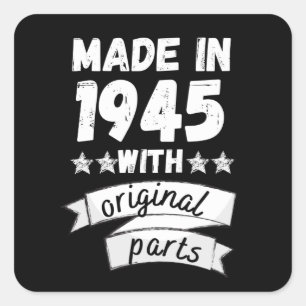1945 hergestellt mit Originalteilen, Quadratischer Aufkleber