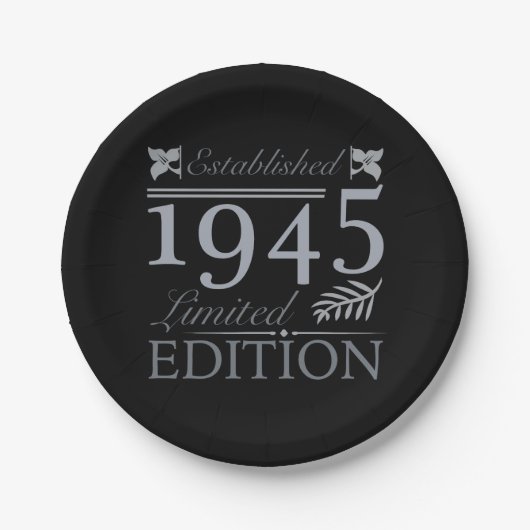1945 Limited Edition 80. Geburtstag Pappteller (Vorderseite)