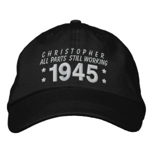 1945 oder jedes Jahr 70. Geburtstag A5 SCHWARZ und Bestickte Baseballkappe