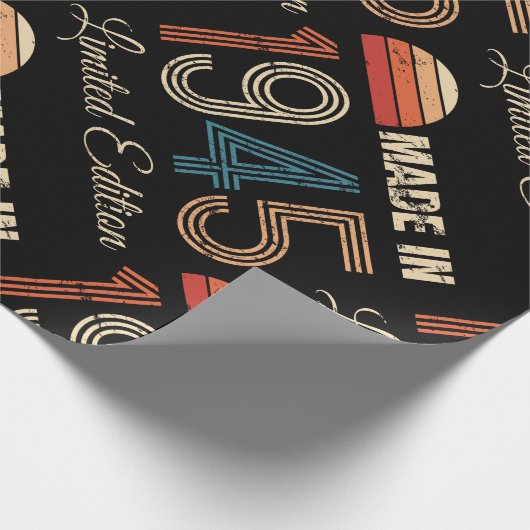 1945 Vintag 80. Geburtstag Geschenkpapier (Ecke)