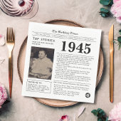 1945 Zeitung zum Geburtstag Trivia Serviette