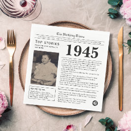 1945 Zeitung zum Geburtstag Trivia Serviette