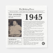 1945 Zeitung zum Geburtstag Trivia Serviette (Vorderseite)