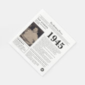 1945 Zeitung zum Geburtstag Trivia Serviette (Ecke)