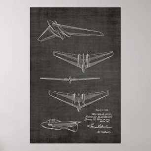 1946 Concept Jet Airplane Patent Art Zeichnend Pri Poster