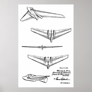 1946 Concept Jet Airplane Patent Art Zeichnend Pri Poster